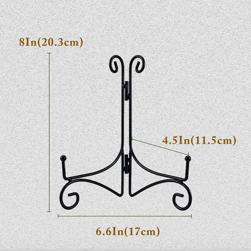 SVENJBB Black Iron Plate Stand, 8 Inch Plate Holder for Display, Small Metal Plate Display Stands for Cookbook, Picture Frame, Photo, Decorative Plates (8 Inch, 1 Pack) - Image 4